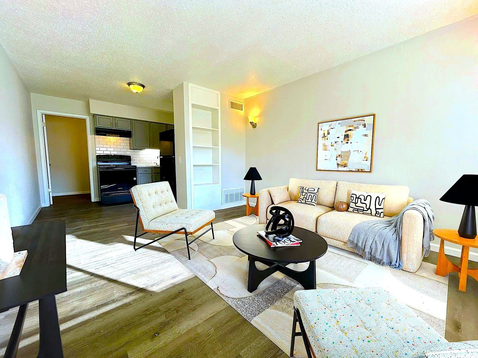 Renovated living area at The Jackson